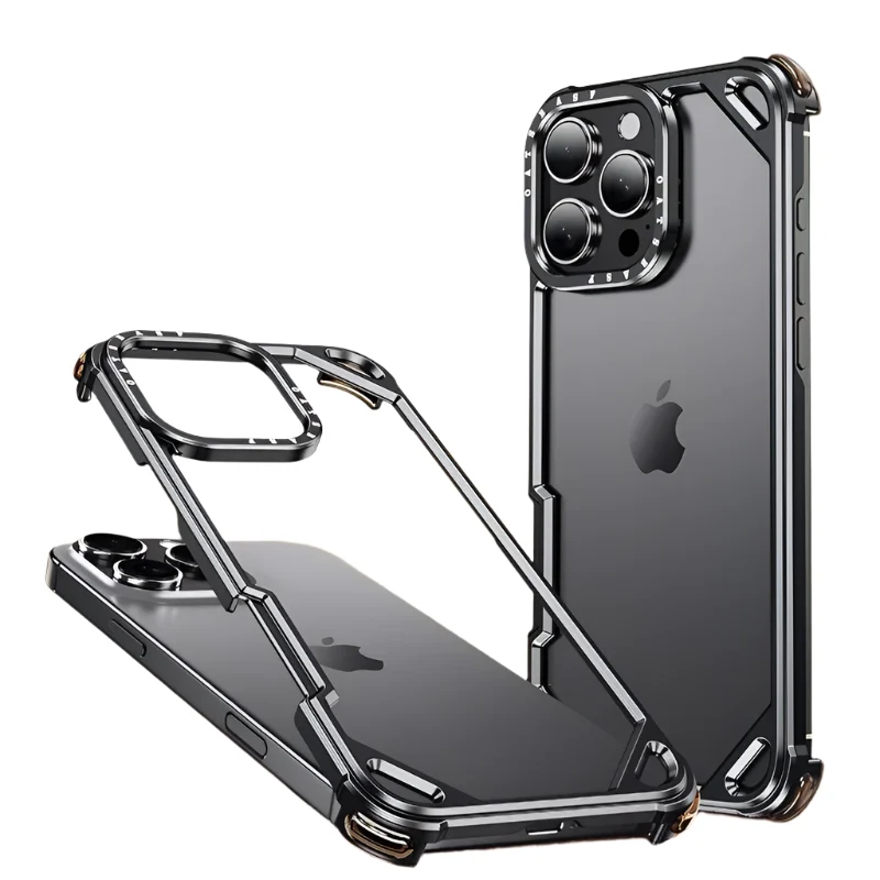 Luxury Metal Frame Black Case for iPhone 17 Pro Max